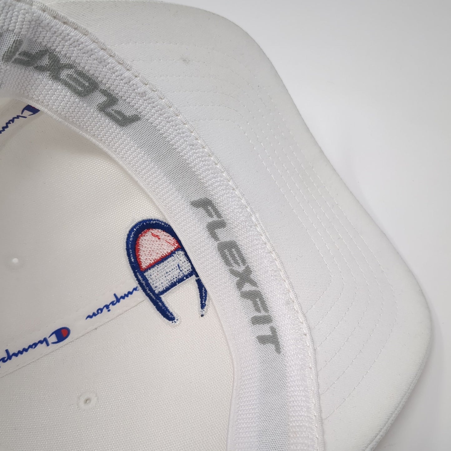 Champion C Logo Fitted Hat White One Size Embroidered Flexfit 6 Panel