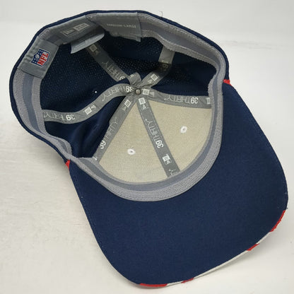 New England Patriots NFL New Era Cap White Blue Red L 39THIRTY Stretch Fit Hat