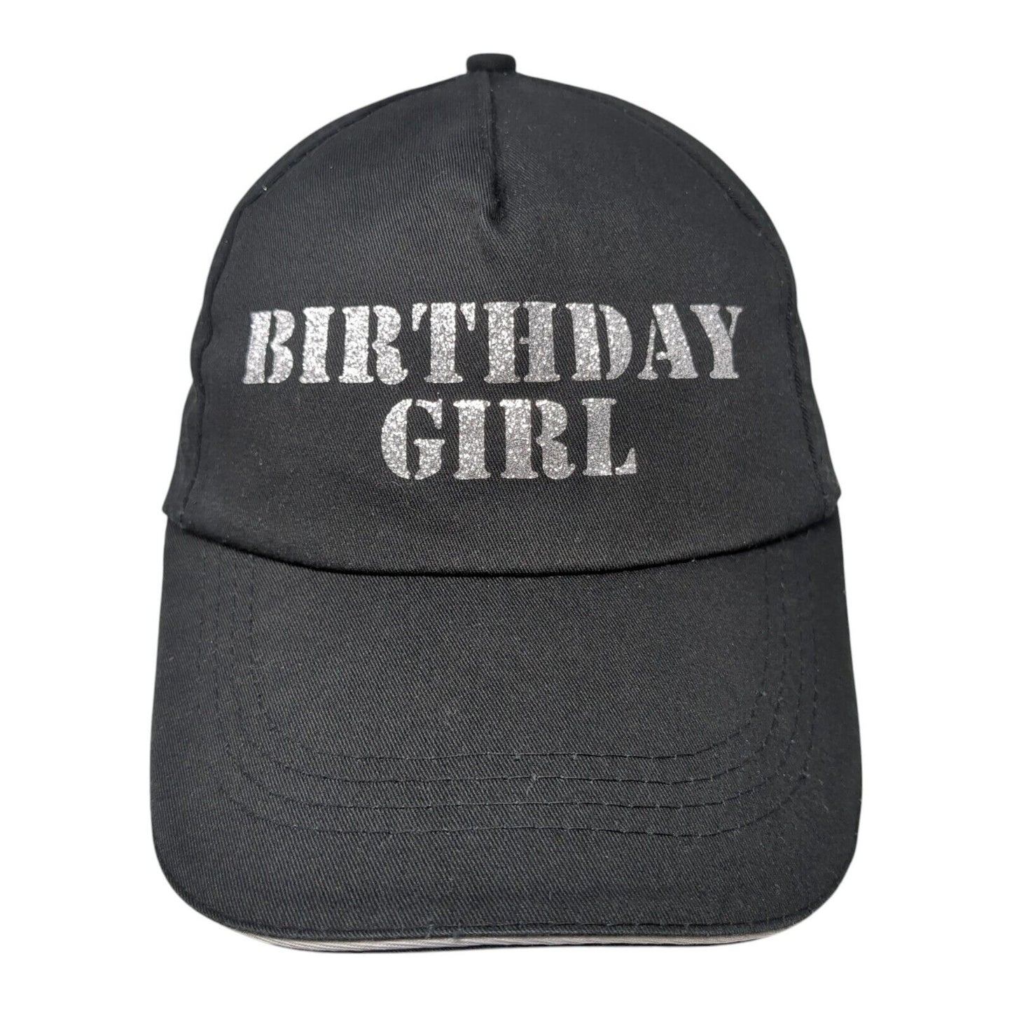 Birthday Girl Strapback Hat Black One Size Adjustable Solid Outdoor