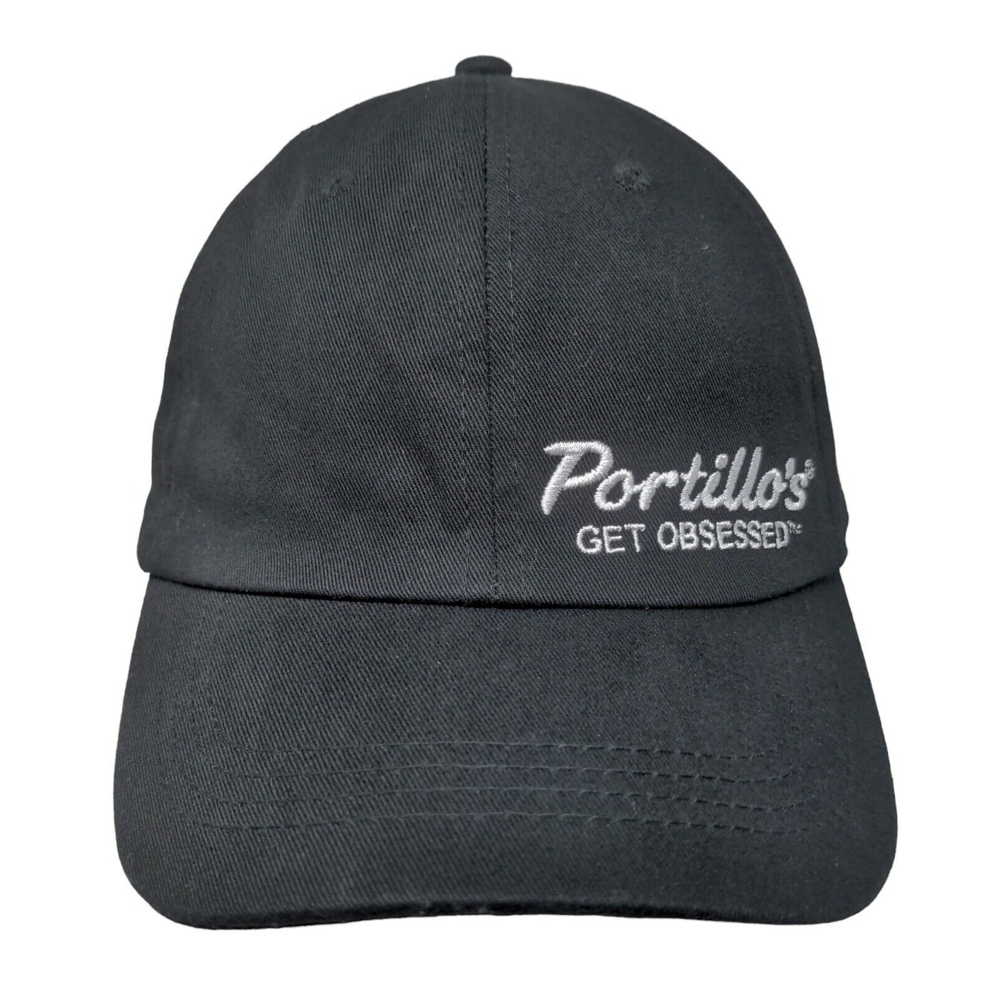 Portillo's Slideback Hat Black Adjustable Embroidered Uniform Employee Cap Hat