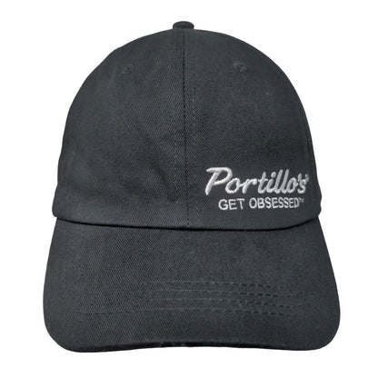 Portillo's Slideback Hat Black Adjustable Embroidered Uniform Employee Cap Hat