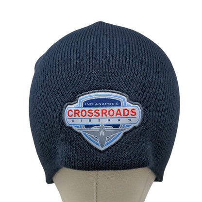 Indianapolis Crossroads Airshow Men's Knit Beanie Hat Blue 100% Acrylic Planes