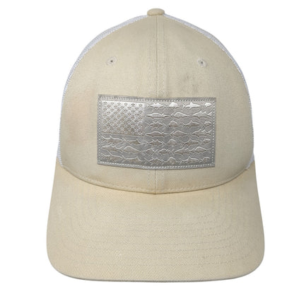 Columbia PFG Fish Flag Trucker Hat Beige One Size Adjustable Patriotic Mesh Back