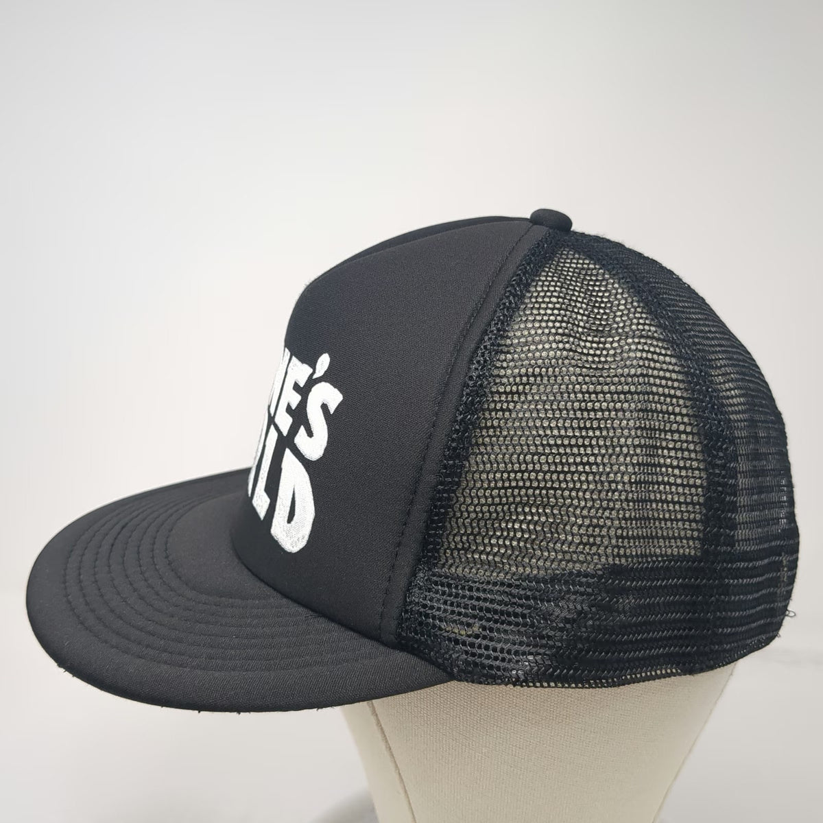 Wayne's World Movie Logo Black One Size Trucker Hat Snapback Foam Mesh Back