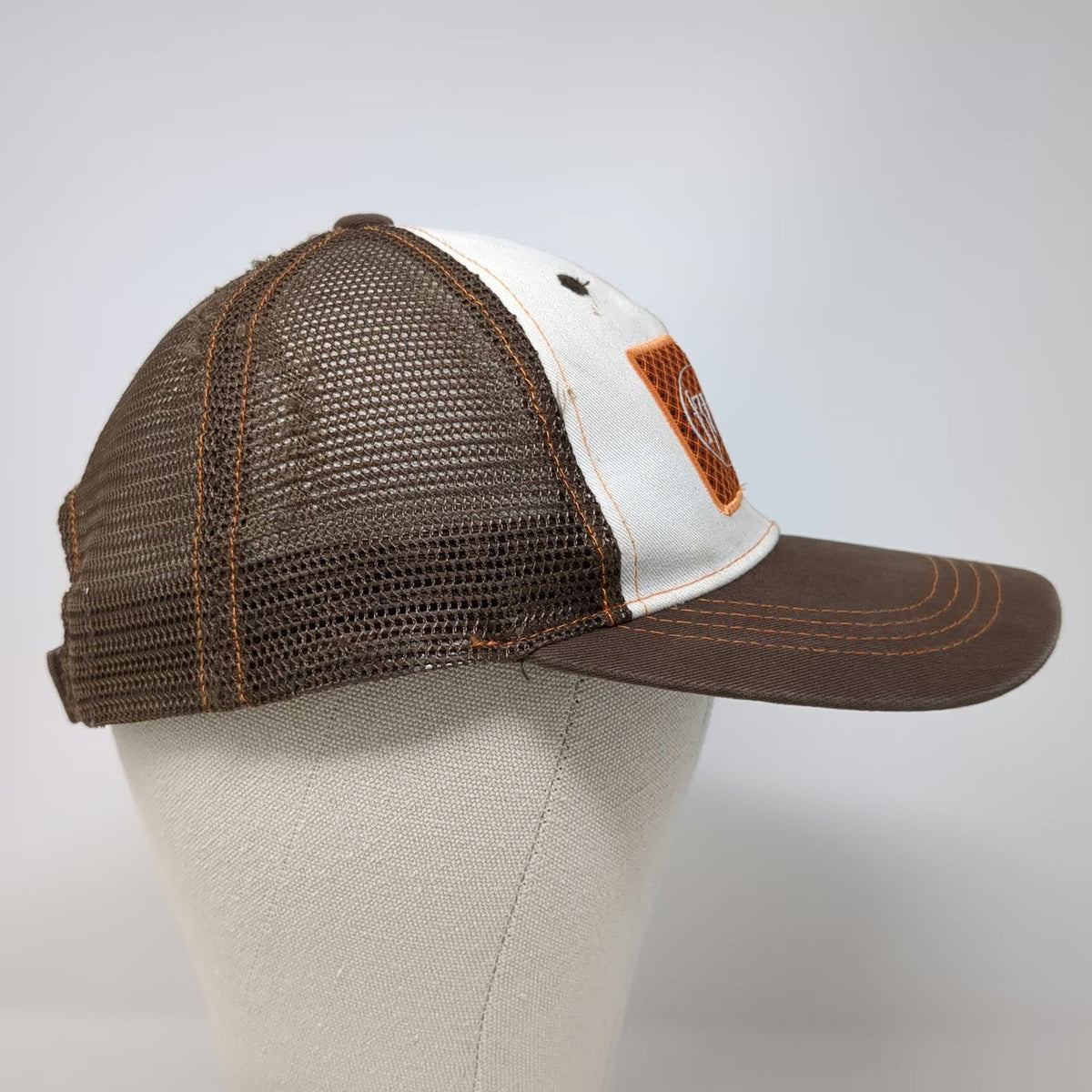 Costa Baseball Cap Brown One Size Fish Skeleton Patch Mesh Back Strapback Hat