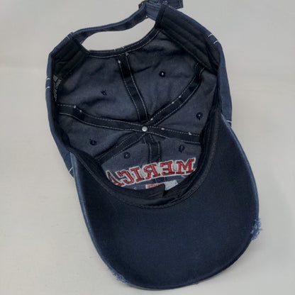America Est 1776 Slideback Hat Blue One Size Embroidered Distressed