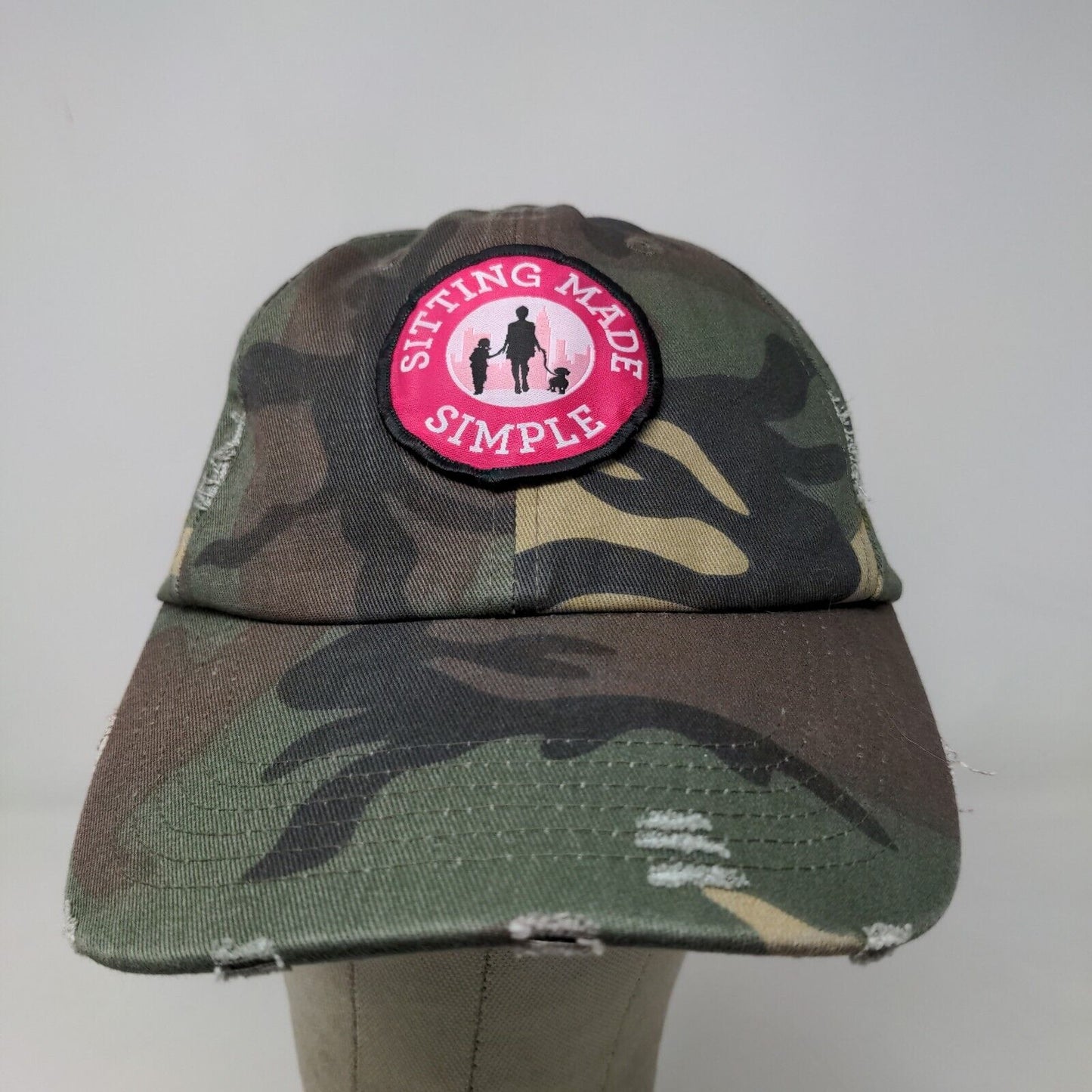 District Women's Slideback Camo Hat Embroidered Sitting Made Simple Logo