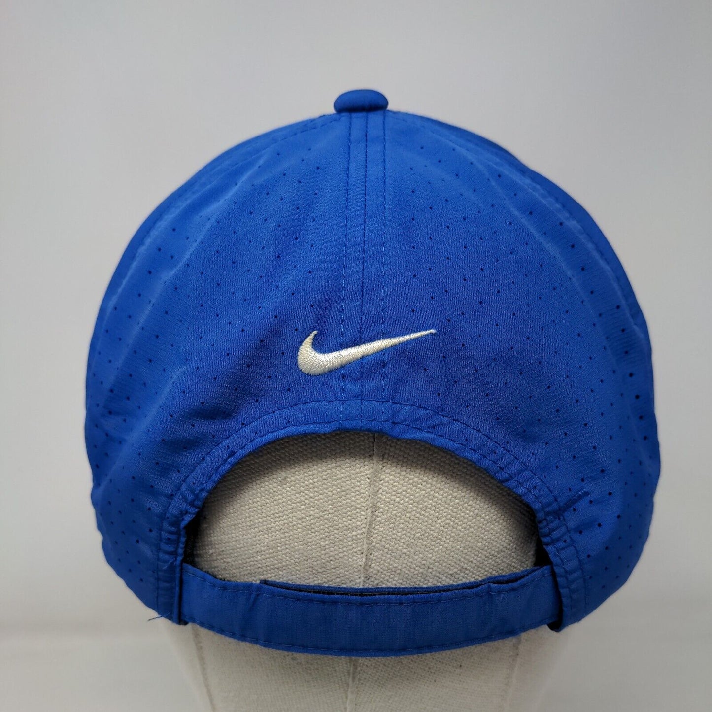 Nike Golf Swoosh Strapback Hat Blue One Size Adjustable Laser Cut