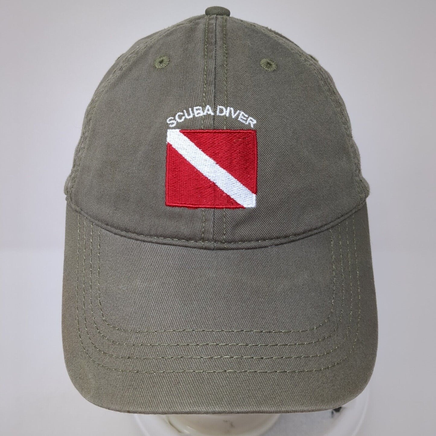 Scuba Diver Slideback Golf Hat Green One Size Adjustable Cap America