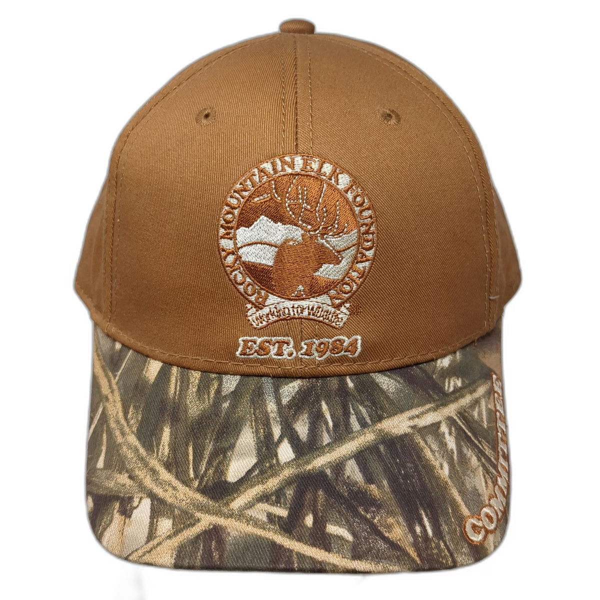 The Game Rocky Mountain Elk Foundation Committee Brown Camo Baseball Cap OS Hat