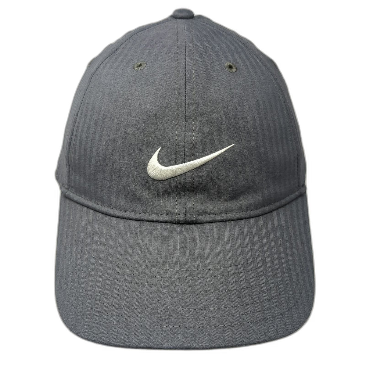 Nike Baseball Cap Gray OSFM Slideback Swoosh Golf Herringbone Curved Bill hat