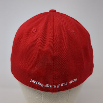 Maverik Fitted Hat Red S-M Solid Embroidered Adventure's First Stop