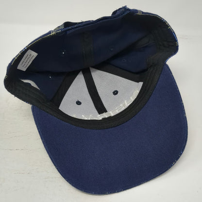 Blue Plaid Baseball Cap One Size Kangaroo Australia Melbourne Strapback Hat