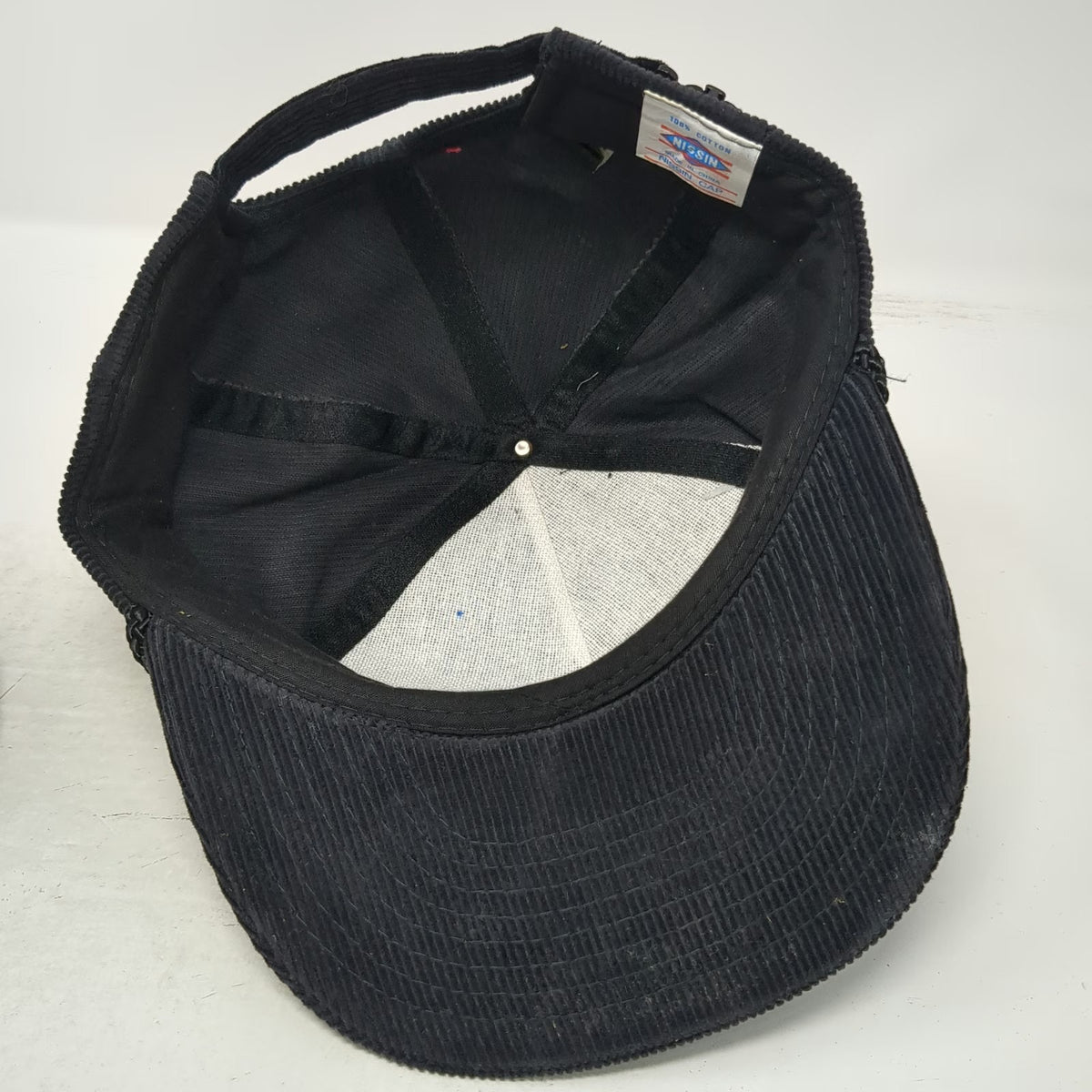 Nissin Trucker Black One Size Hat Corduroy Chevrolet Bowtie Edmark Red Rope