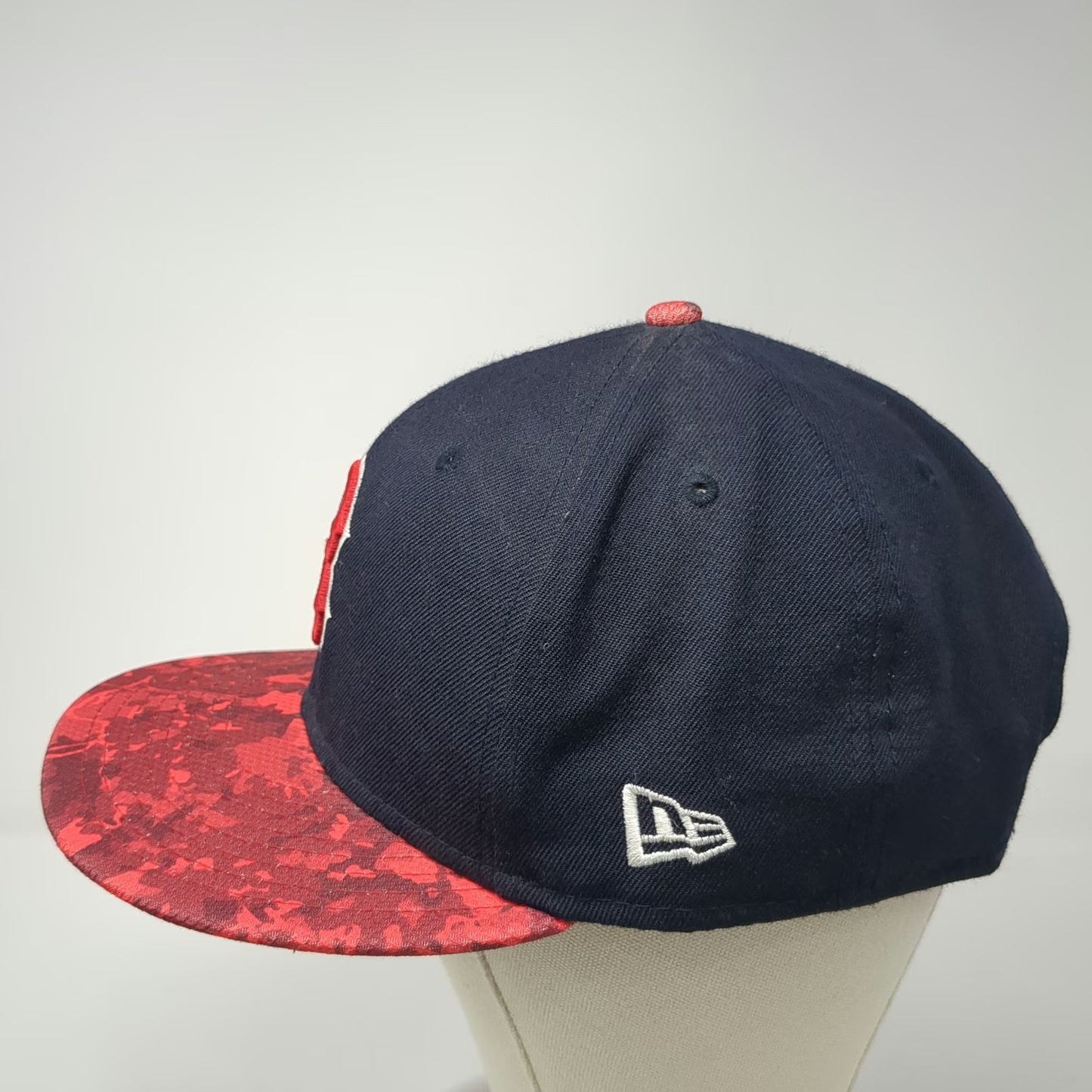 New Era Boston Red Sox MLB Snapback Hat Blue Size L 9FIFTY Flat Brim Patterned