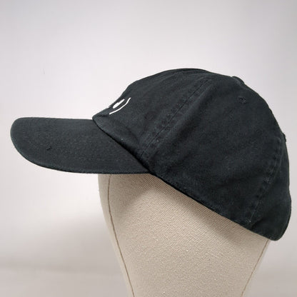 Smiley Slideback Hat Black OSFA Adjustable 6 Panel Vented Holes Cotton