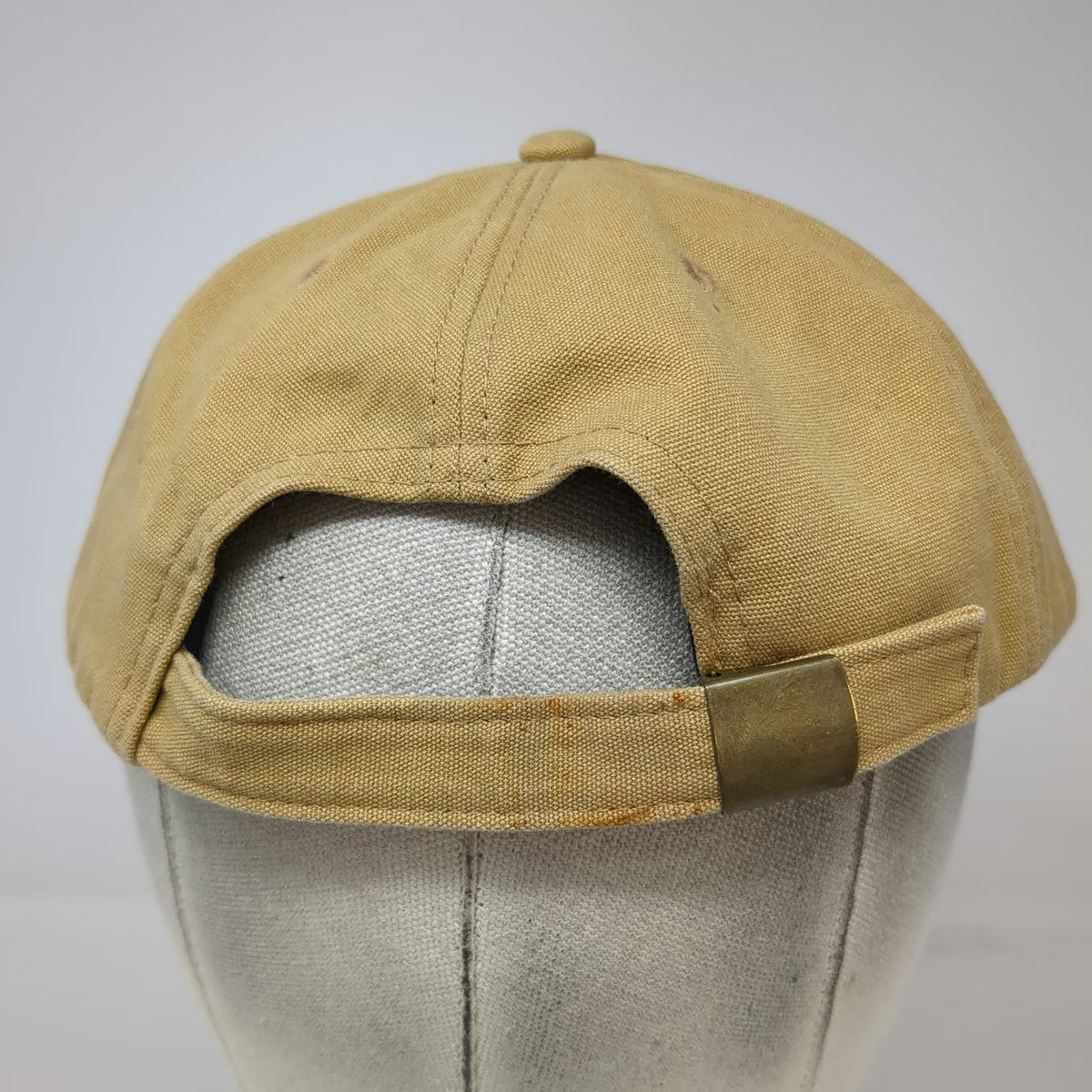 Labor Baseball Cap Brown One Size Adjustable Canvas Hat White Script Embroidery