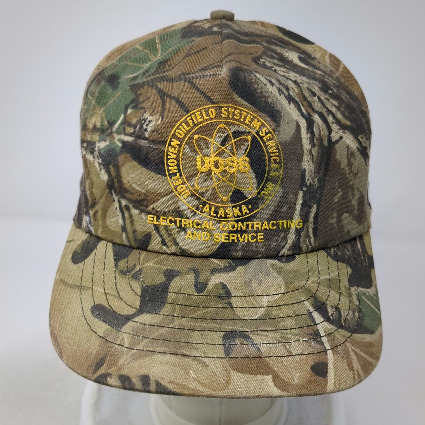 Alaska Oilfield System Services 5 Panel Brown Vintage Camo Made in USA Hat