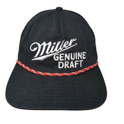 Miller Genuine Draft Snapback Hat Black OSFA Adjustable Rope 6 Panel Mad Engine