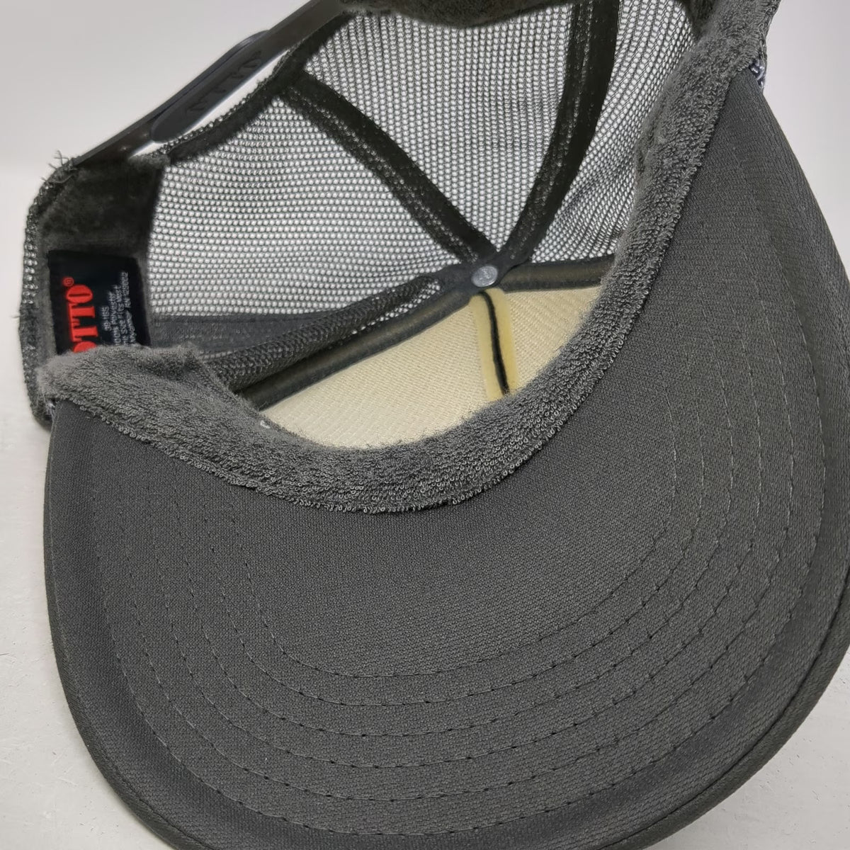 OTTO Trucker Hat Gray OSFM The Yoga Garage Logo Foam Mesh Snapback Rope Detail