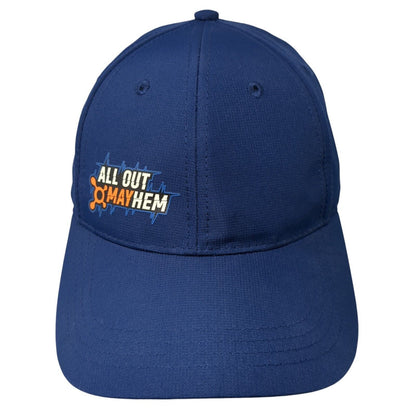 All Out Mayhem Strapback Hat Blue One Size Adjustable Vented Holes Polyester