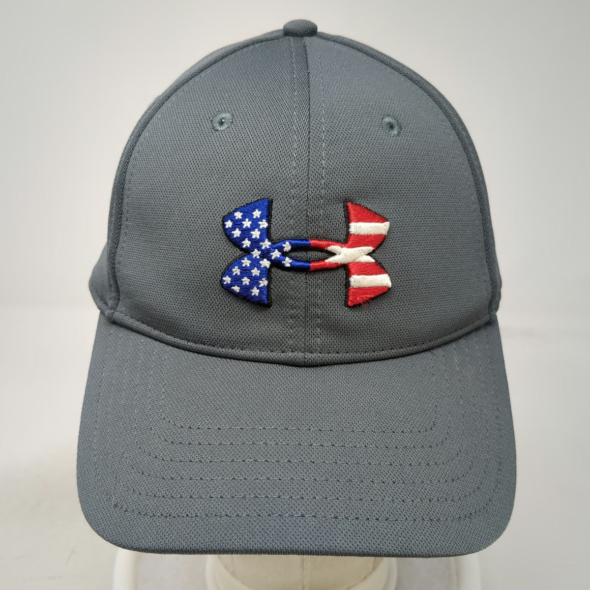 Under Armour Baseball Cap Gray XL Red White Blue Freedom American Flag Logo Hat