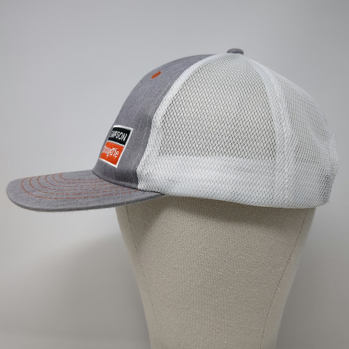 Simpson Strong-Tie Trucker Hat Gray One Size Mesh Snapback Orange Stitch Patch