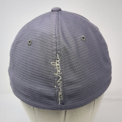 TravisMathew Baseball Cap Gray M Fitted Hat Flexfit Polyester Curved Brim Golf