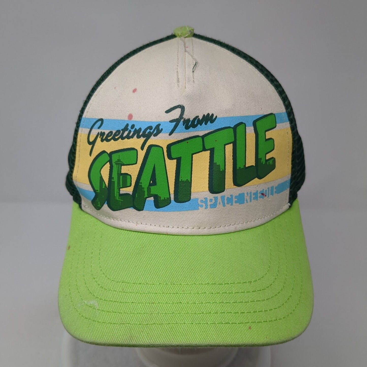 Greetings From Seattle Snapback Trucker Hat Green OS Adjustable American Needle
