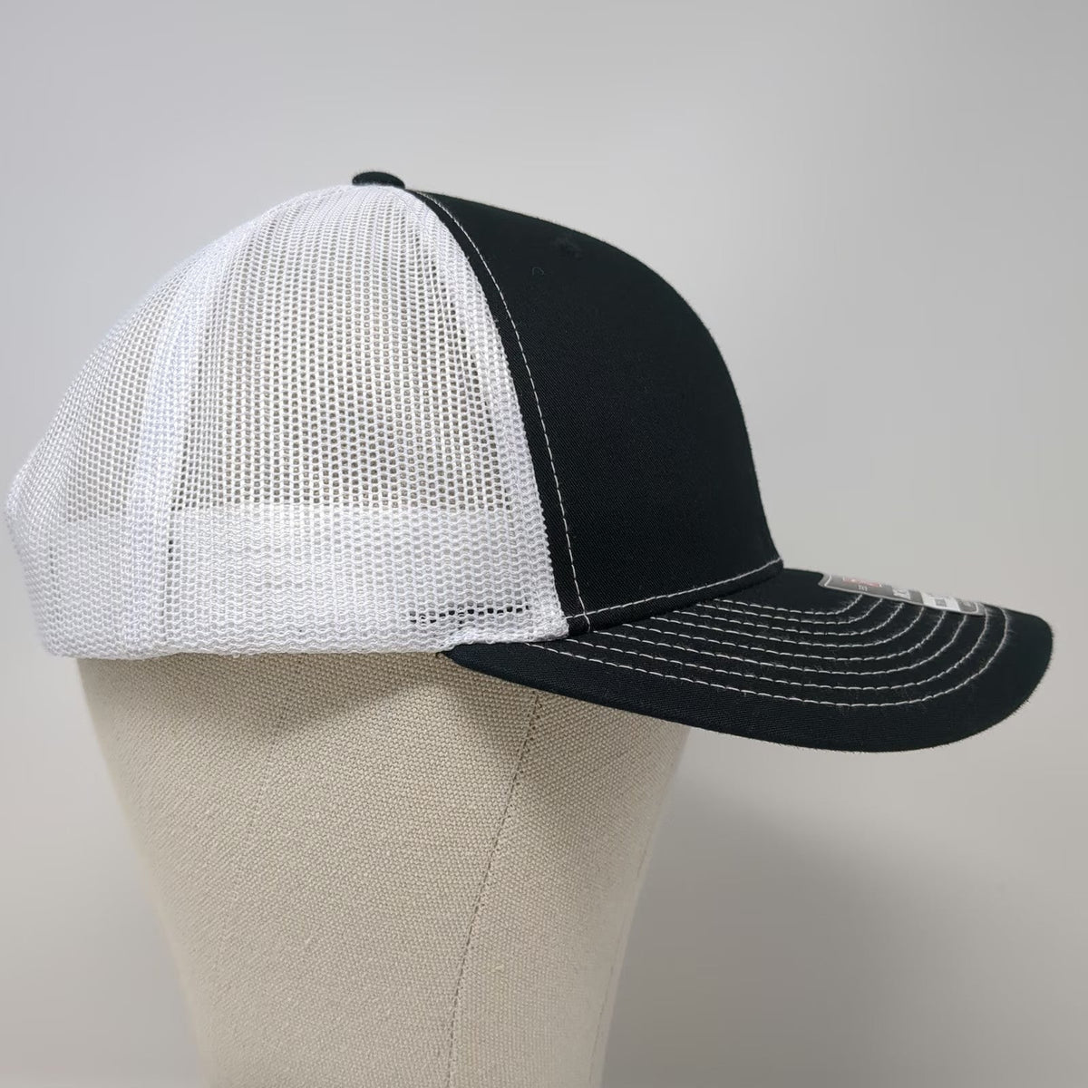 Richardson 112 Trucker Hat Black White One Size Snapback Mesh Shamrock PMB Logo