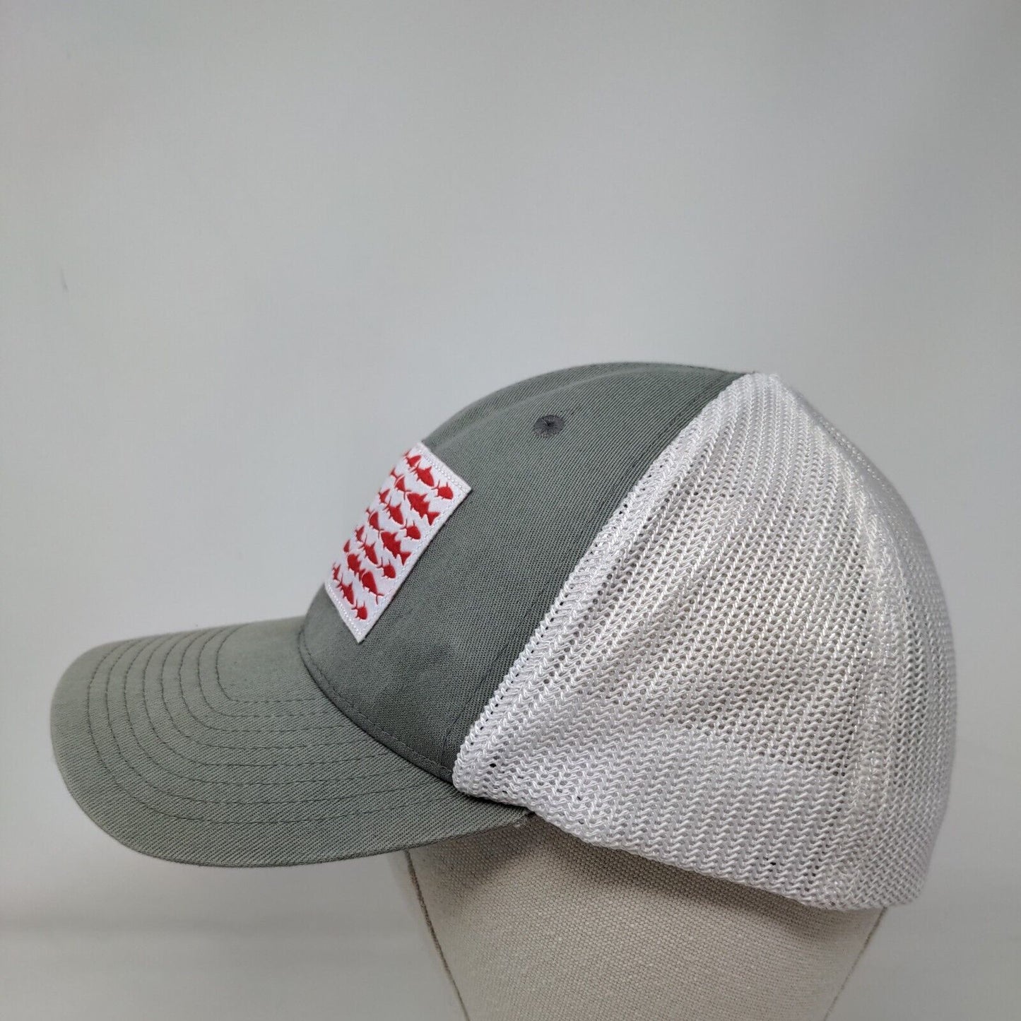 Fish Flag Patch Fitted Mesh Back Trucker Hat Gray L/XL Columbia PFG