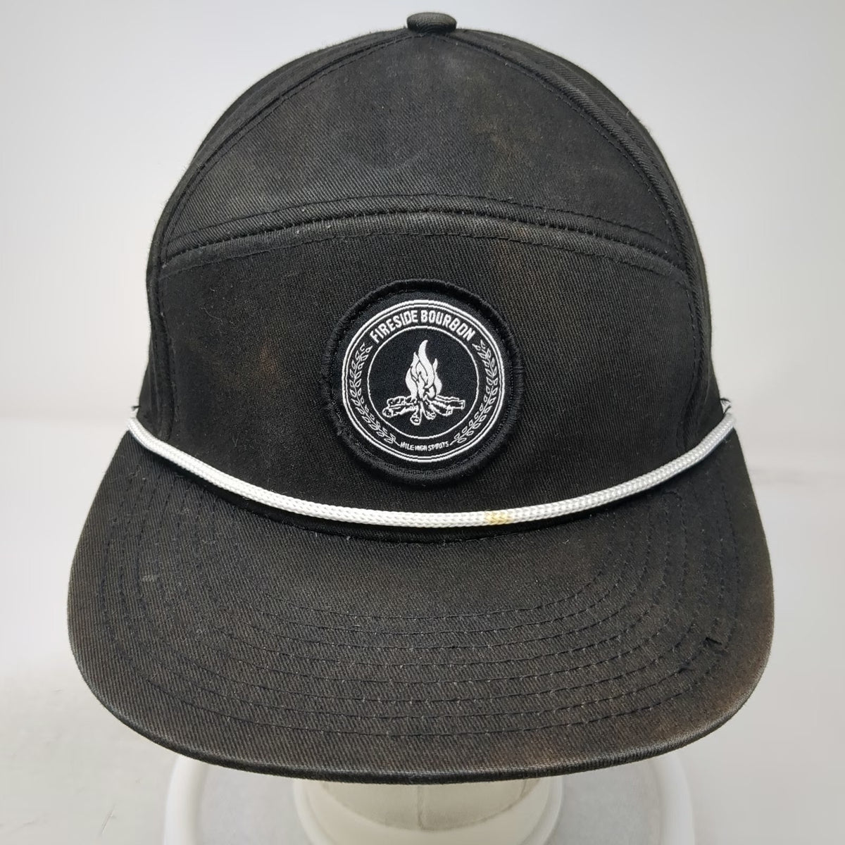 Mile High Spirits Fireside Bourbon Black Baseball Cap One Size Snapback Rope Hat
