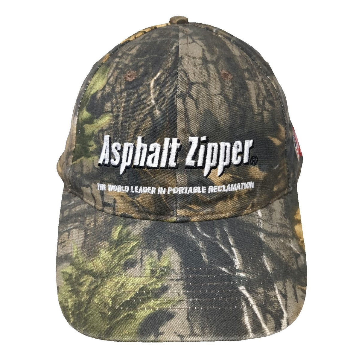 Asphalt Zipper Baseball Cap Green Camo One Size American Flag Strapback Hat Logo