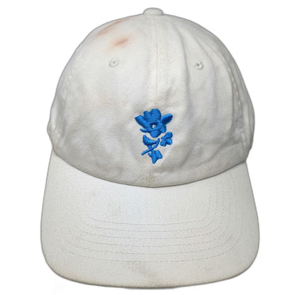 Goodfellow & Co White Baseball Cap One Size Blue Flower Leather Slideback hat