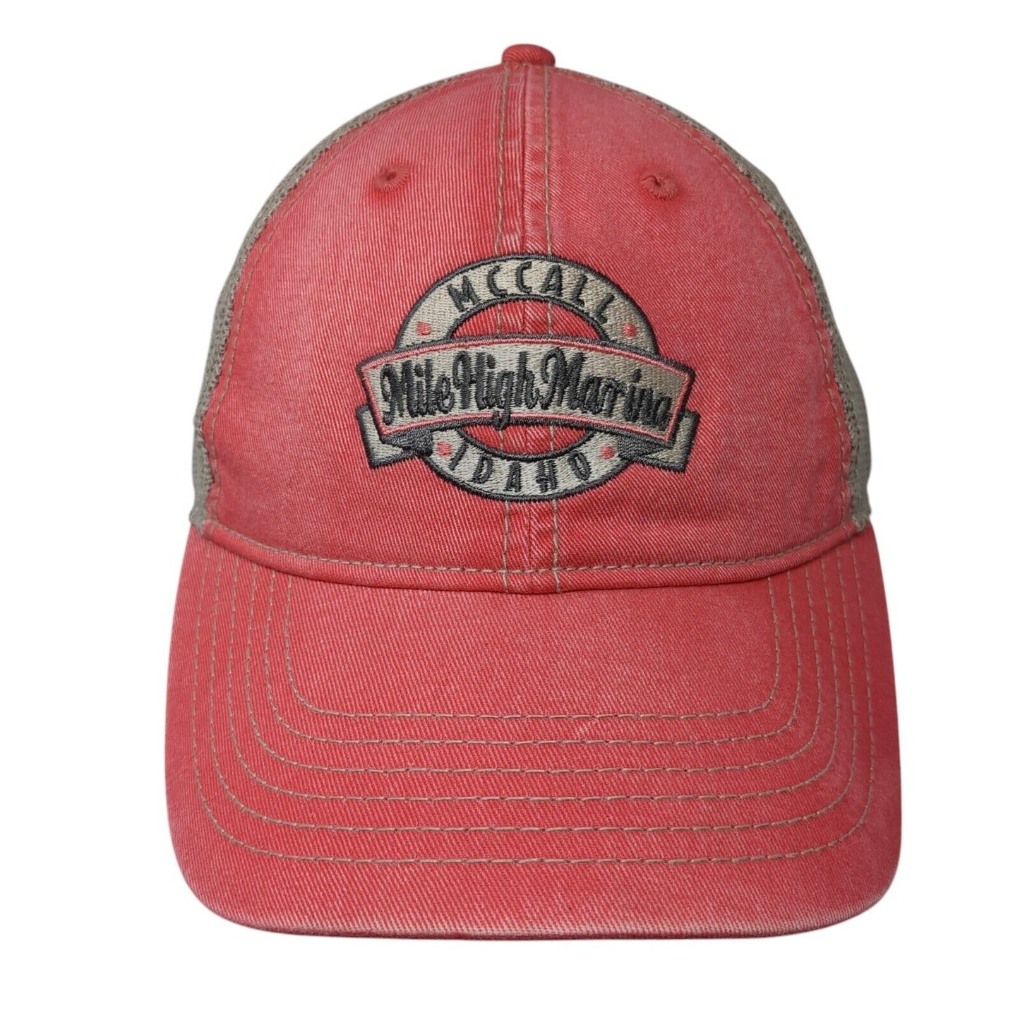 Mile High Marina McCall Idaho Snapback Trucker Hat Pink OS Classic Cut Ahead
