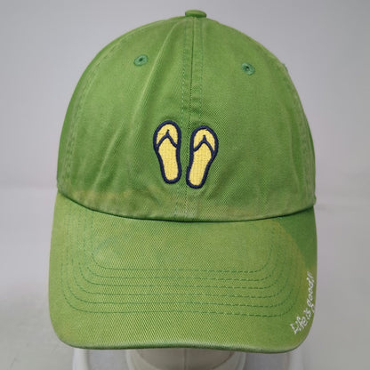 Life is Good Green Yellow Blue Baseball Cap One Size Slideback Flip Flops Hat