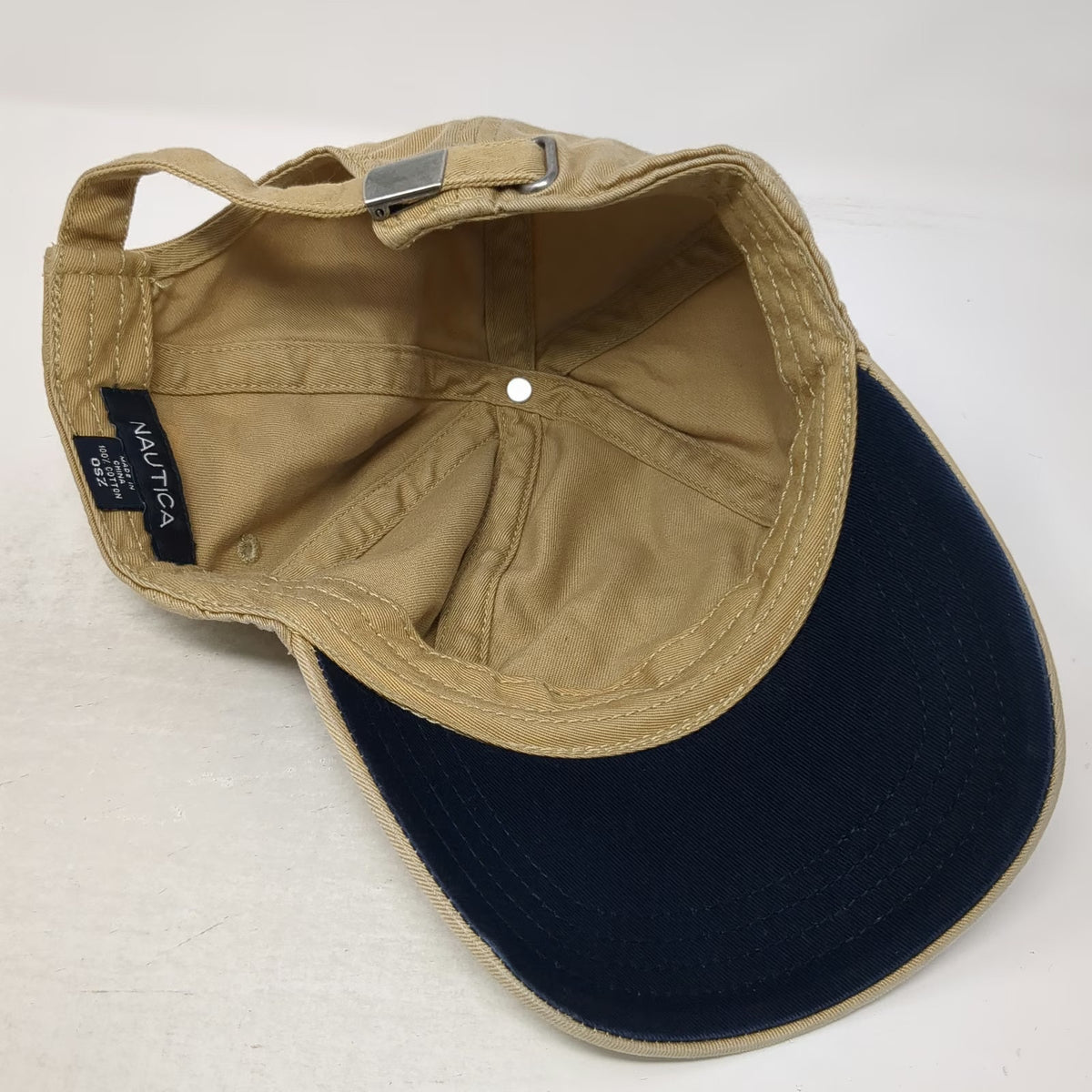 Nautica Baseball Cap Beige One Size Slideback Embroidered Cotton Logo Hat