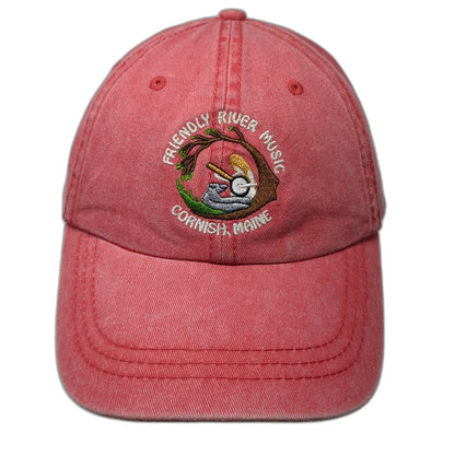 Sportsman Baseball Cap Red One Size Friendly River Music Cornish Maine Logo Hat
