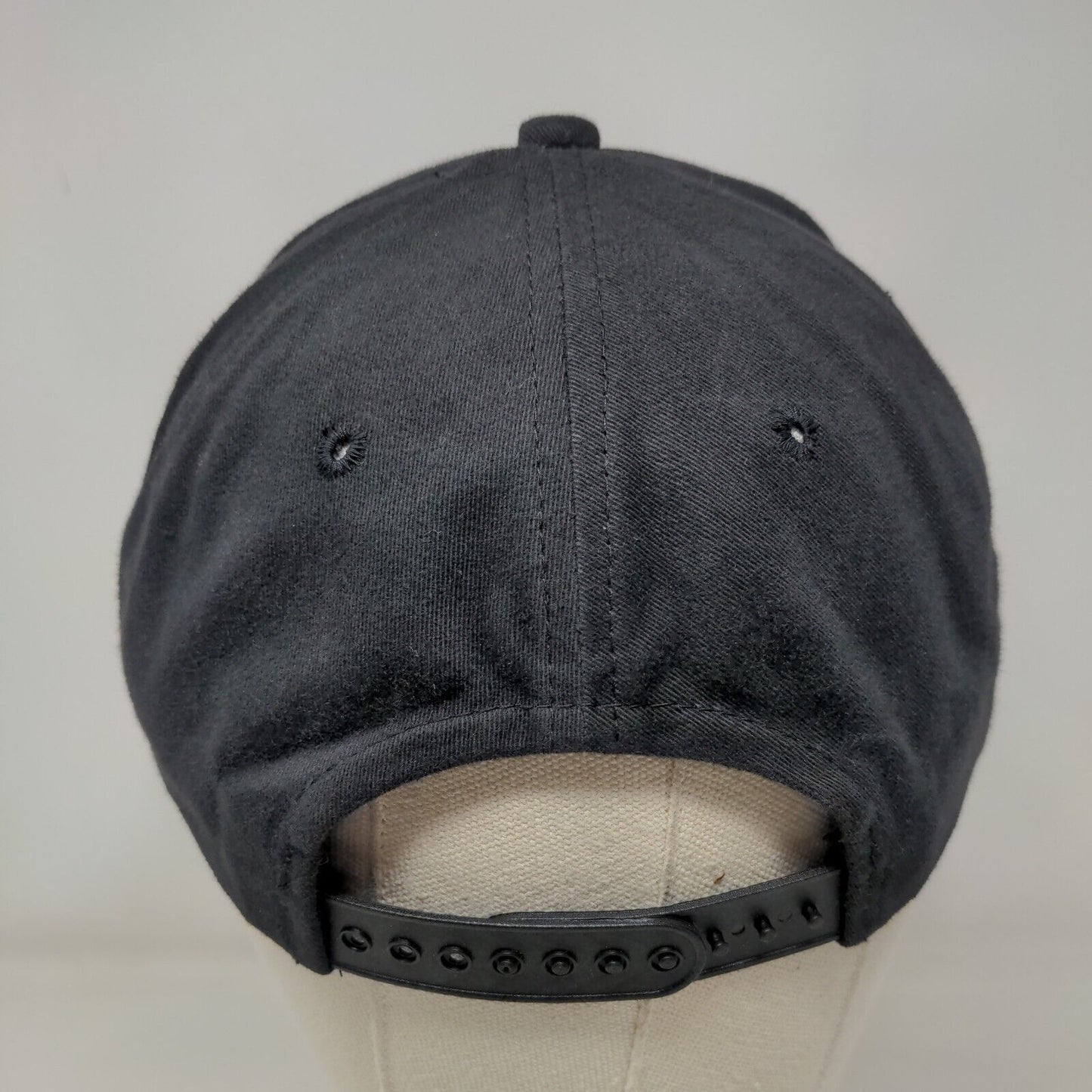 Unbranded Snapback Hat Black OSFA Solid Adjustable Blank Vent Holes