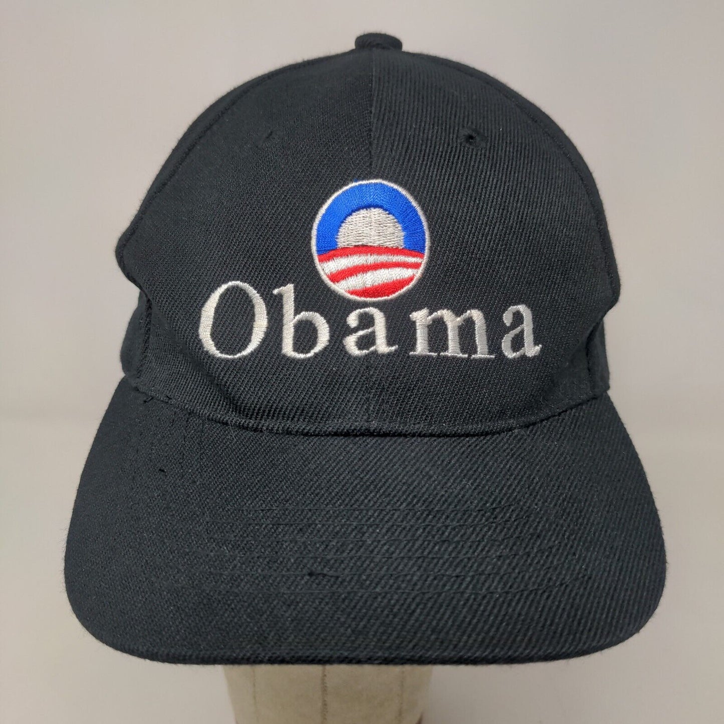 Obama Men's Strapback Hat Black Embroidered Logo 2008 Presidential Acrylic