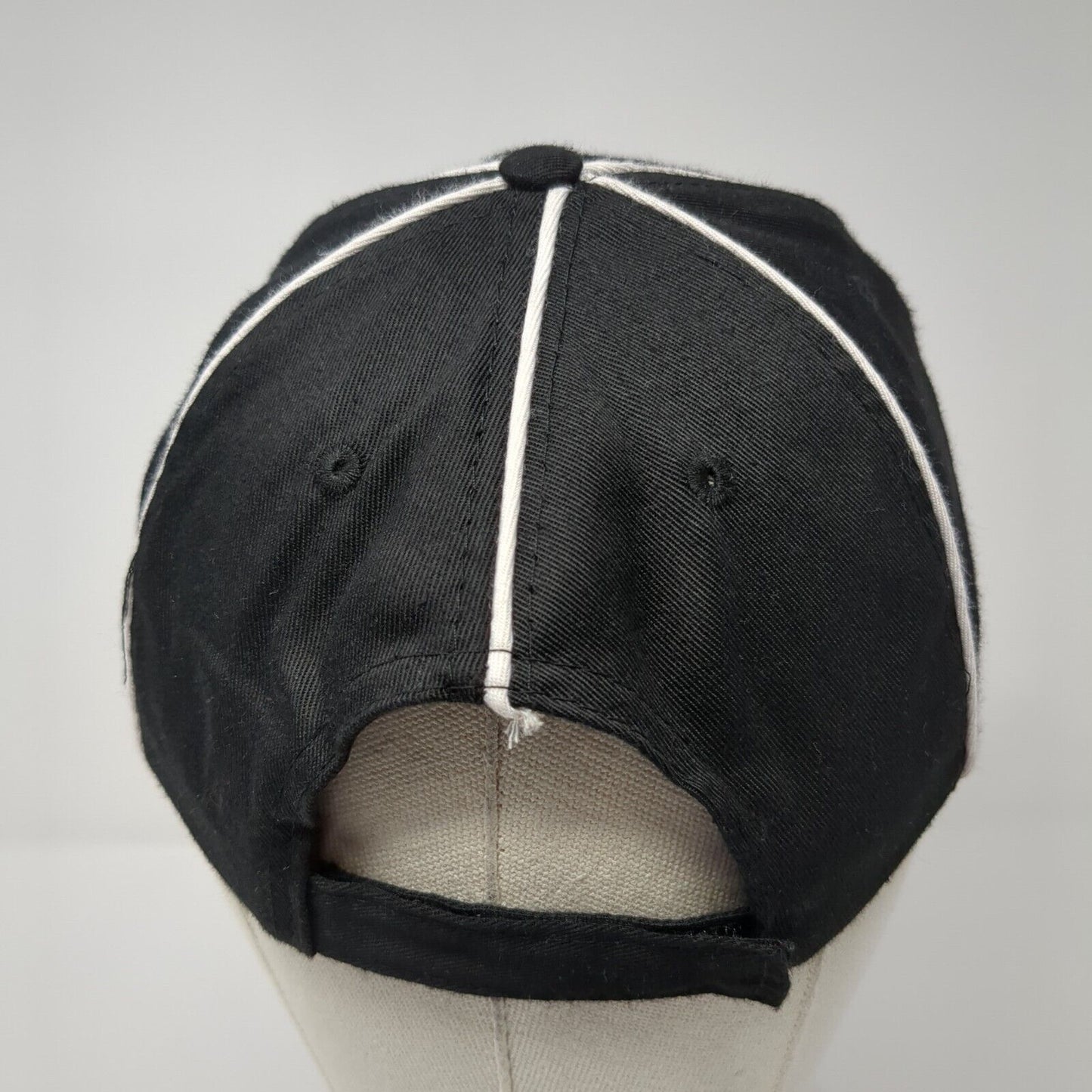 Unbranded Strapback Hat Black One Size Adjustable Vented Holes 6 Panel Blank