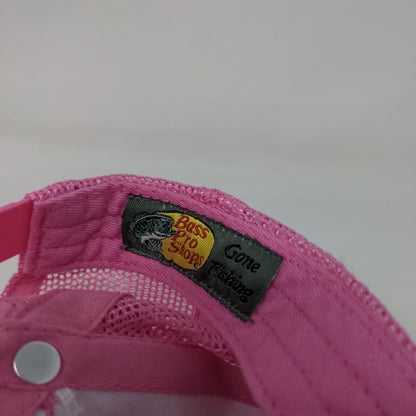 Bass Pro Shops Snapback Trucker Hat Pink OSFM Adjustable Mesh Back Gone Fishing