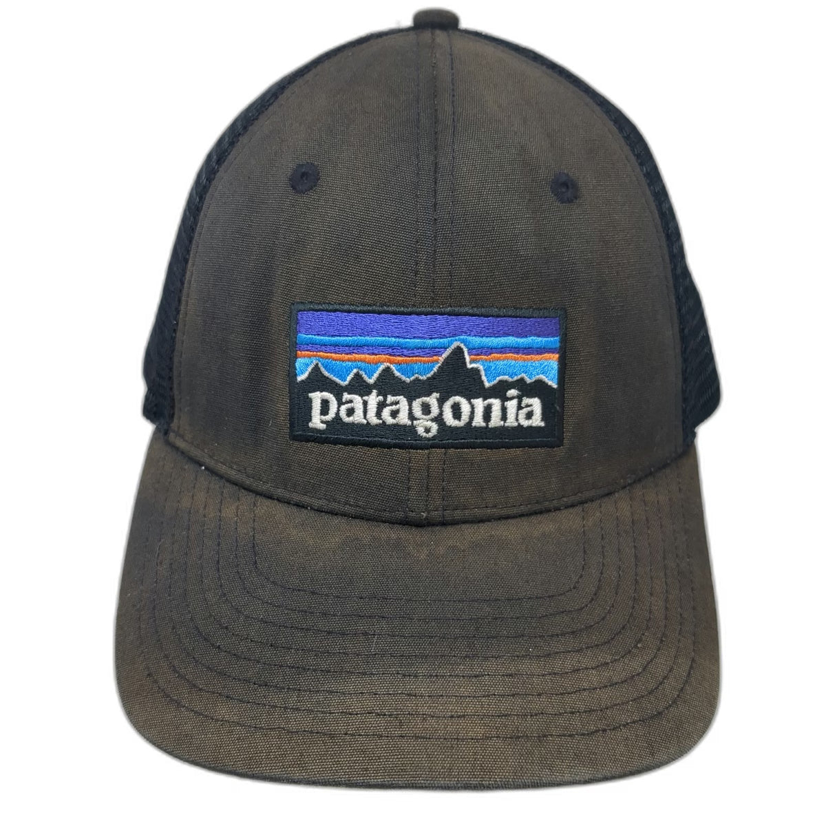 Patagonia Trucker Hat Black One Size Mesh Back P-6 Logo Snapback Recycled Brim