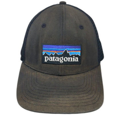 Patagonia Trucker Hat Black One Size Mesh Back P-6 Logo Snapback Recycled Brim