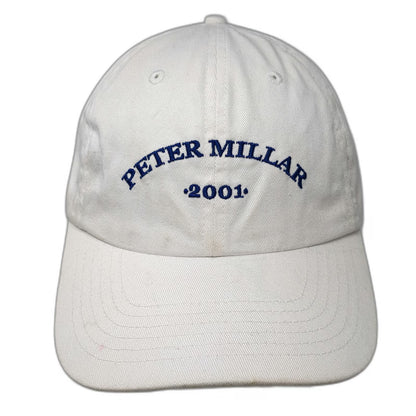 Peter Millar Baseball Cap White Vintage Y2K 2001 Logo Embroidered Slideback Hat