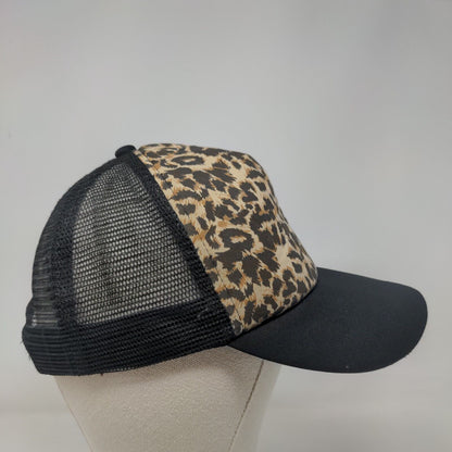 Leopard Print Snapback Mesh Back Trucker Hat Multi OSFA Adjustable