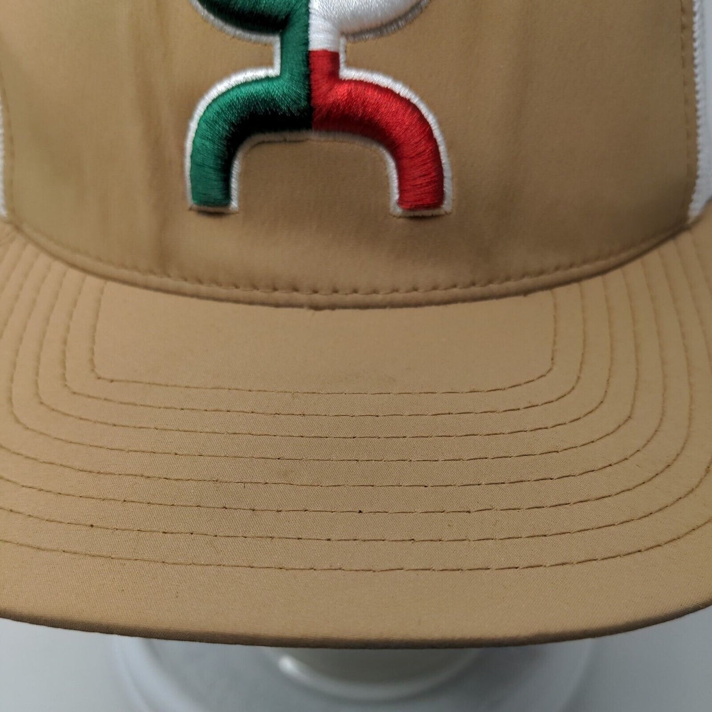 Get Your Hooey Snapback Mesh Back Trucker Hat Tan One Size Embroidered