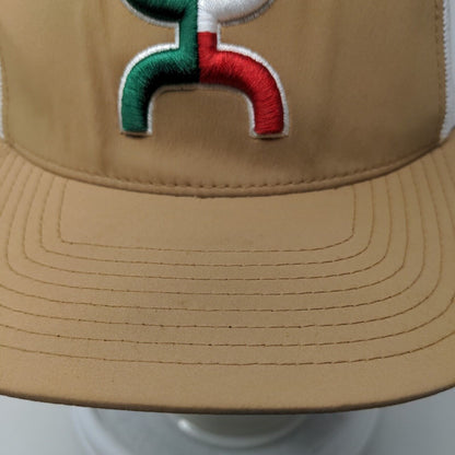 Get Your Hooey Snapback Mesh Back Trucker Hat Tan One Size Embroidered