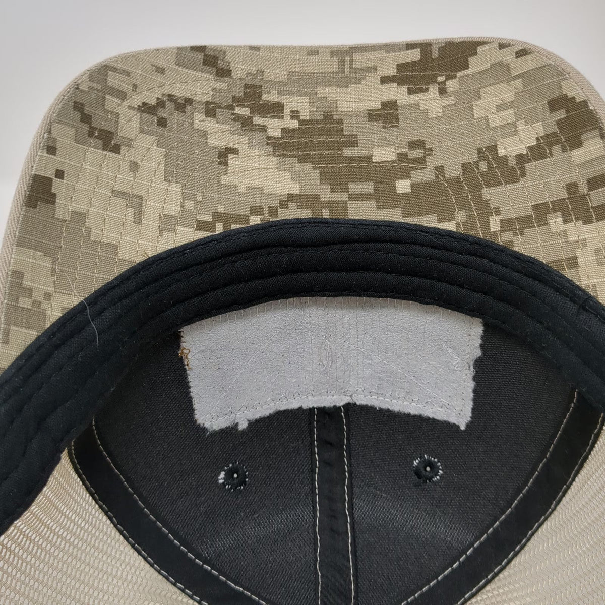 K-Products Trucker Hat Beige One Size Mesh Back Snapback Camo Flag Graybar