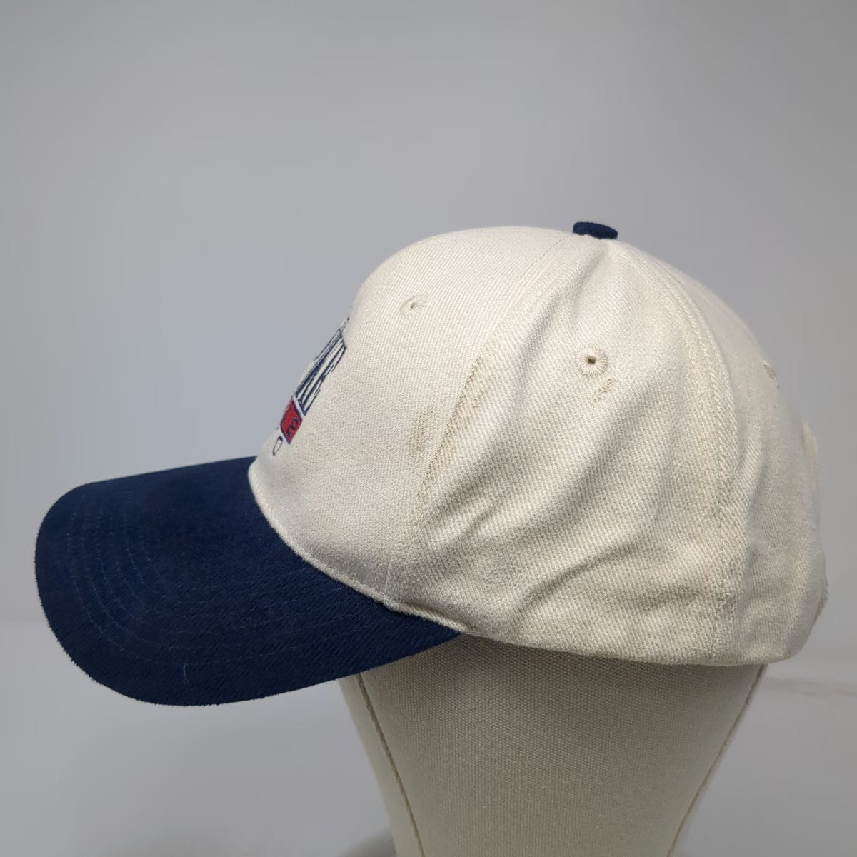 Port Authority Baseball Cap White Blue OS Spike Club 2000 Slideback Hat Vintage